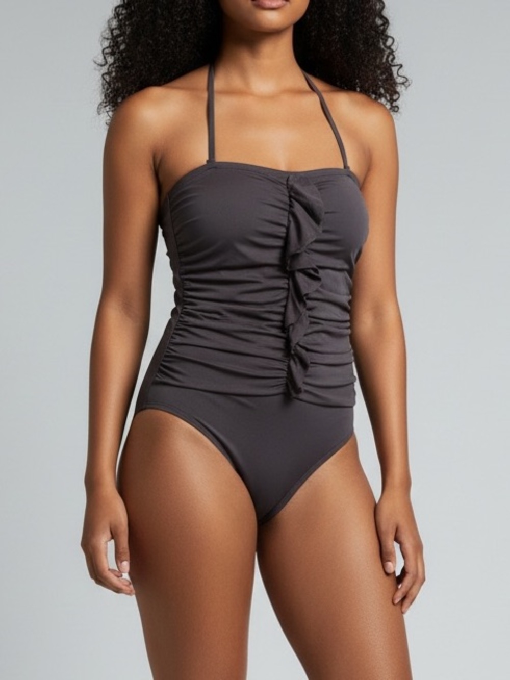 Jantzen Classic one piece ruffle front swimsuit brown